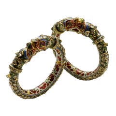 A Pair of  Antique Royal Gold and Diamond   Bangles (Kada)