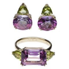 Amethyst and peridot ring and matching earrings.