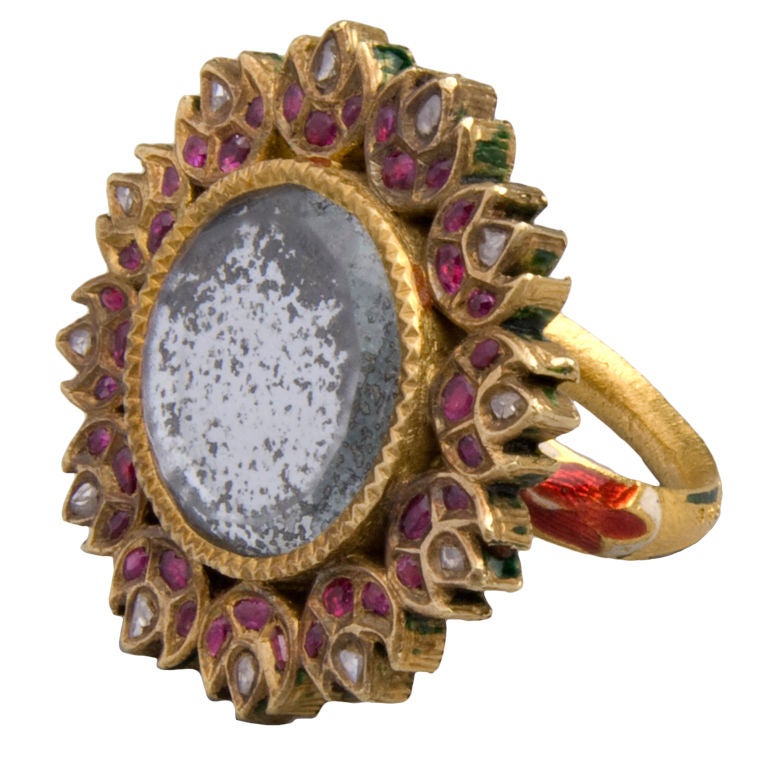 A MUGHAL INDIAN MIRROR RING For Sale