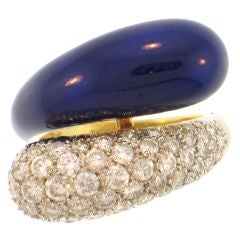 Vintage Enamel 
Diamond Bypass Ring
