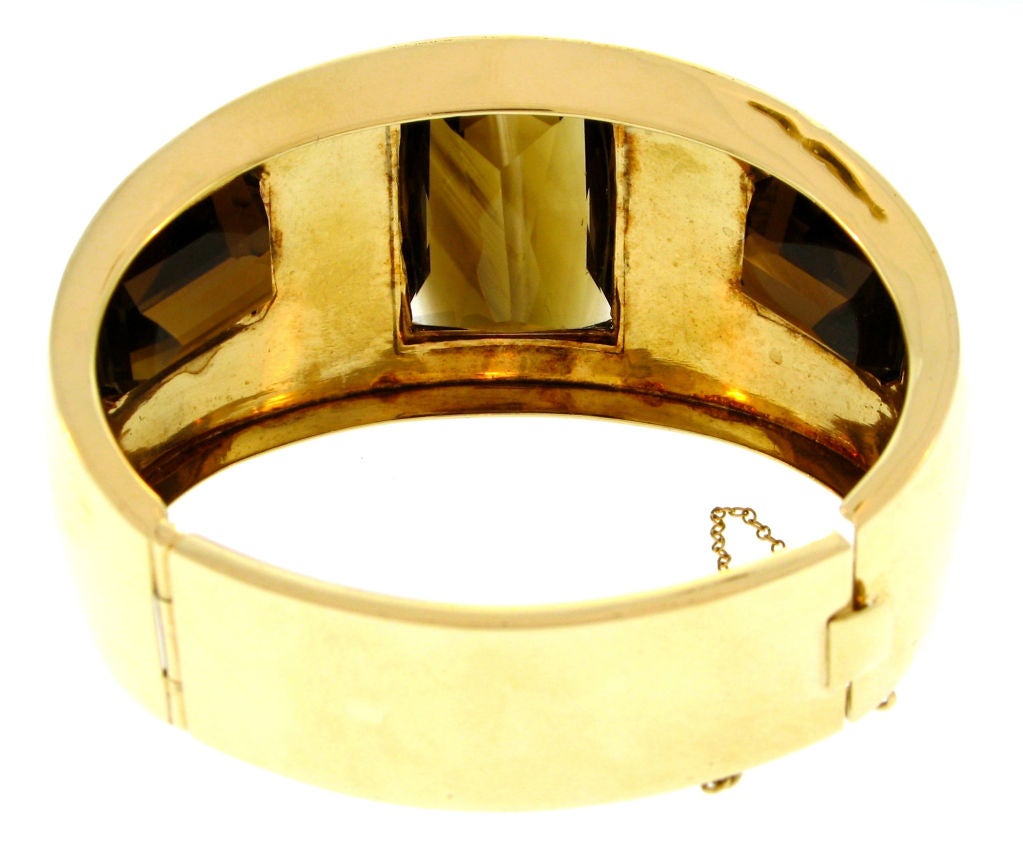 Bold Emerald Cut Smokey Quartz Bangle