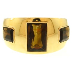 Bold Emerald Cut Smokey Quartz Bangle