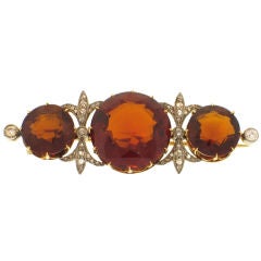 Simple Victorian Citrine 
Diamond Pin