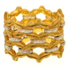 Vintage BUCCELLATI Textured Wide Band Two-Tone Ring