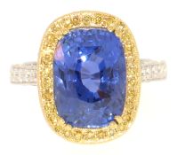No Heat Cornflower Blue Sapphire & Diamond Ring