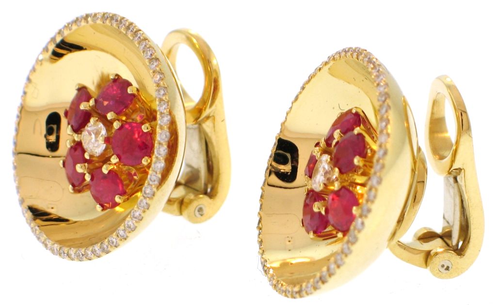 ALETTO BROTHERS Concave Ruby and Diamond Earrings