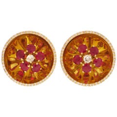 ALETTO BROTHERS Concave Ruby and Diamond Earrings ALETTO BROTHERS Concave Ruby and Diamond Earrings