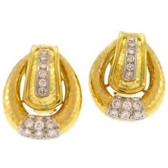 Hammered Pavé Diamond Earrings