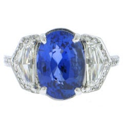 Rare Natural Blue Sapphire 
Platinum Diamond Ring
