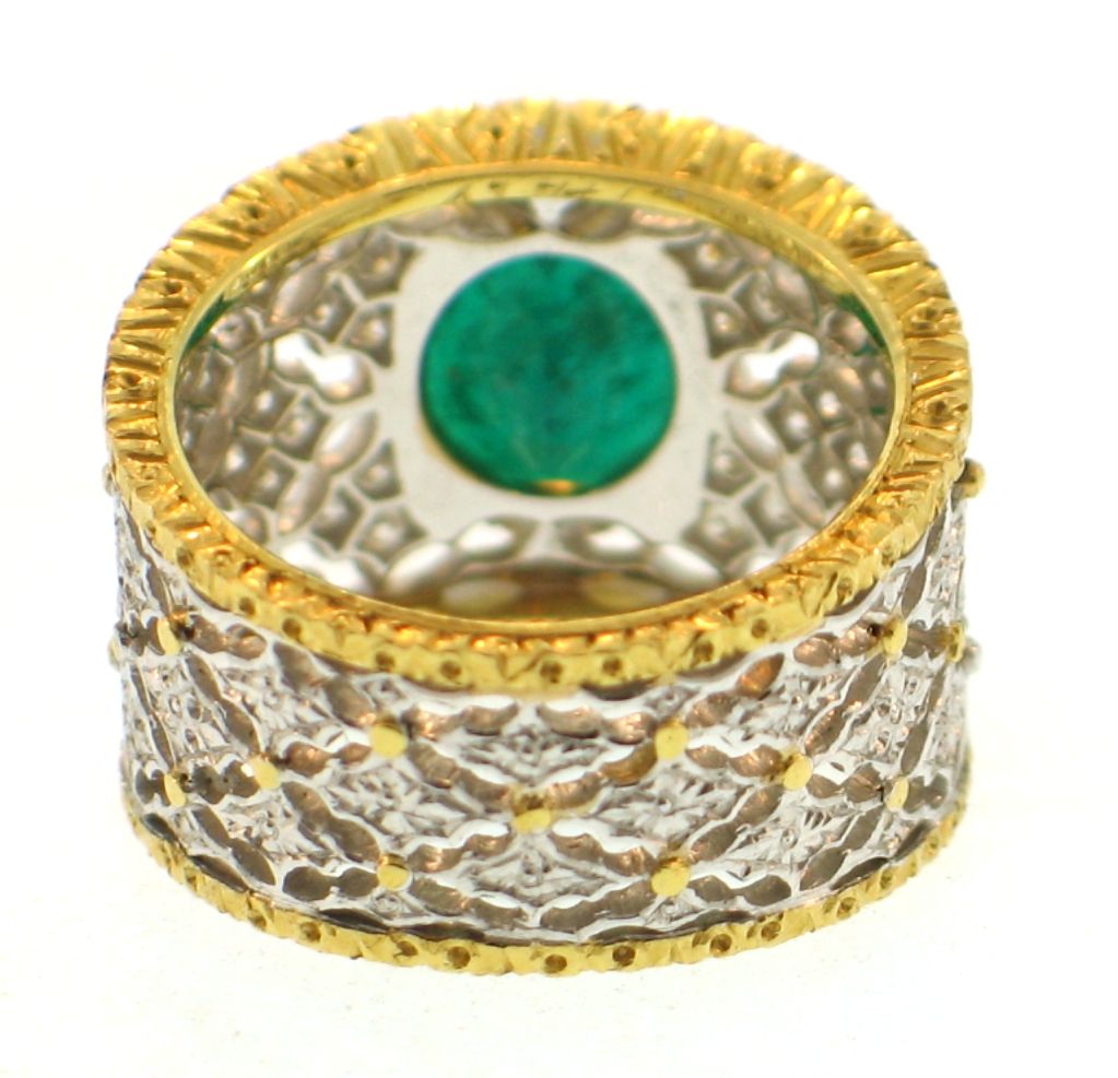BUCCELLATI Emerald and Diamond Ring 1