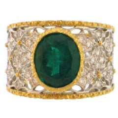 BUCCELLATI Emerald and Diamond Ring