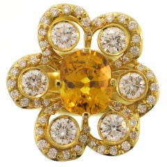 DONNA PIZARRO Yellow Sapphire and Diamond Flower Ring DONNA PIZARRO Yellow Sapphire and Diamond Flower Ring