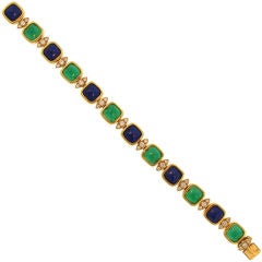 VAN CLEEF & ARPELS Green Onyx, Lapis & Diamond Bracelet