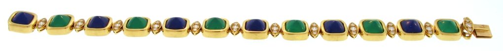 VAN CLEEF & ARPELS Green Onyx, Lapis & Diamond Bracelet