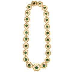 Equisite M. BUCCELLATI Emerald and Diamond Necklace