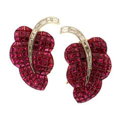 Exquisite Invisible Set Ruby 
Diamond Earrings