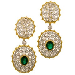 M. Buccellati Day/Night Emerald and Diamond Earrings