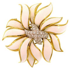 Vintage DAVID WEBB White Enamel Pavé Pin