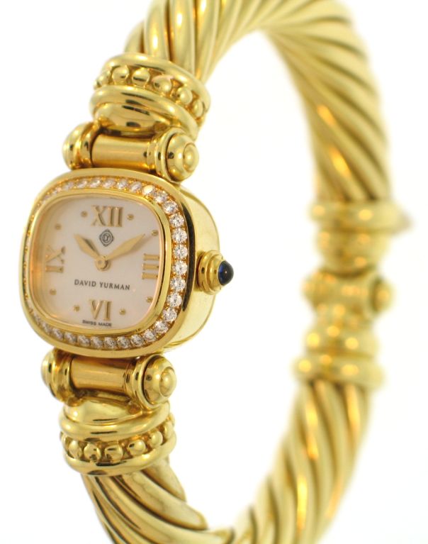 Women's DAVID YURMAN Diamond Bangle Gold Watch