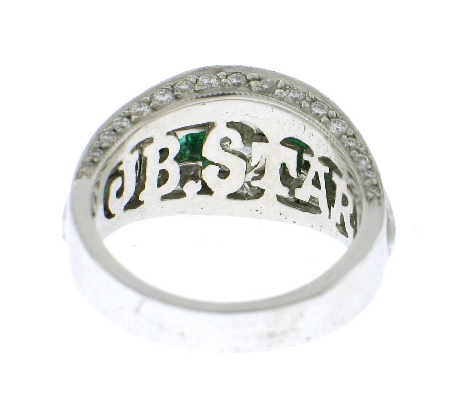 Women's JEWELS BY STAR Diamond and Emerald Platinum Ring
