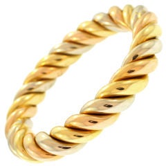 Bold Twisted Design Hinged Bangle in Tri-Color Gold