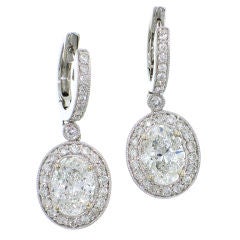 Lovely Drop Earrings with Nearly 4 Carats of Diamonds