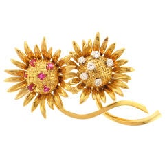 VAN CLEEF 
ARPELS Double Sunflower Pin