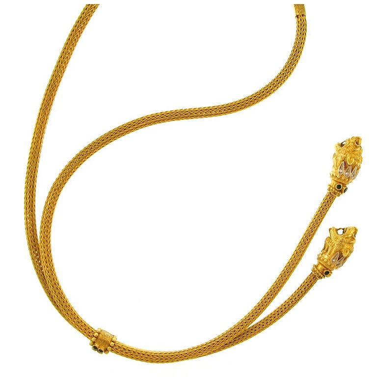 ILIAS LALAOUNIS Long Lariat Lion's Head Necklace