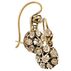 Victorian Old Mine Cut Diamond Dangle Earrings