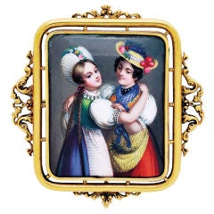 French Hand Painted Portrait Featuring Two Women
