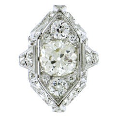 Art Deco near 5ct Diamond Platinum Ring