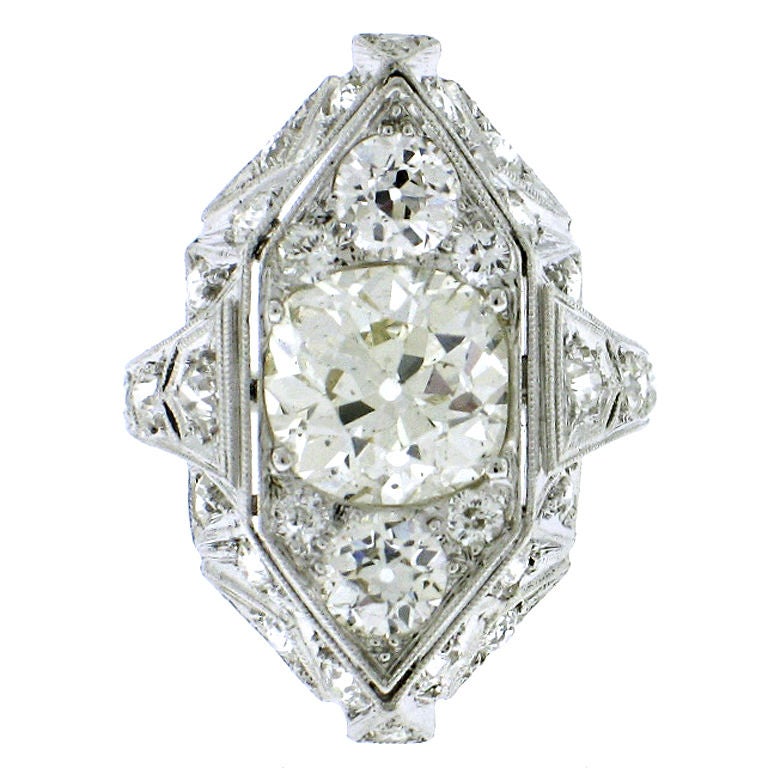 Art Deco near 5ct Diamond Platinum Ring