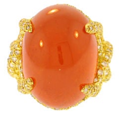 Tangerine Orange HENRY DUNAY Moonstone & Diamond Ring