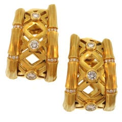 CARTIER Bamboo Hoop Diamond Earrings