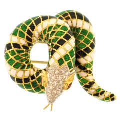 Enamel Diamond Pavé Snake Pin