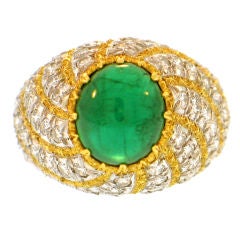 BUCCELLATI Emerald and Diamond Ring