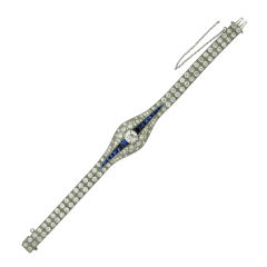 Art Deco Bracelet with Diamonds and Sapphires