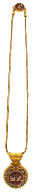 Roman Micromosaic Pendant and Chain, 1860's