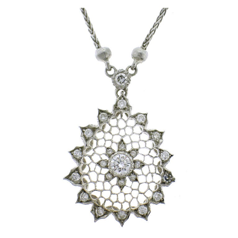 M. BUCCELLATI Diamond and White Gold Necklace