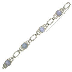 RAYMOND YARD Art Deco Star Sapphire & Diamond Bracelet