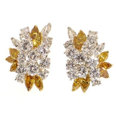 OSCAR HEYMAN & BROTHERS, Diamond and Colored Diamond Earclips