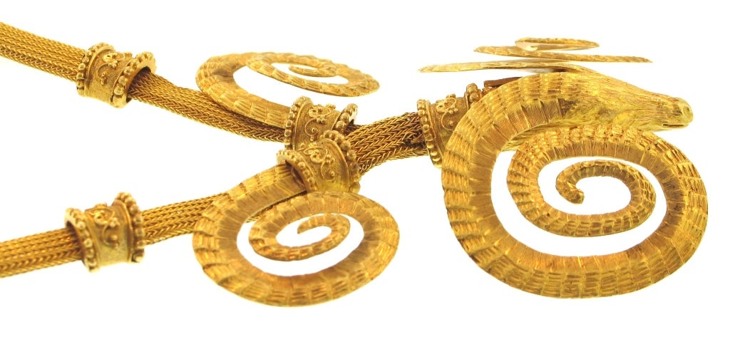 Women's Greek Designer ZOLATAS Gold Ram's Head Necklace