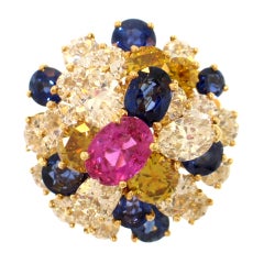 OSCAR HEYMAN & BROTHERS Multi-Colored Sapphire & Diamond Ring