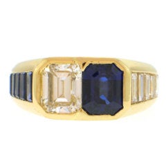 French Sapphire and Diamond Ring