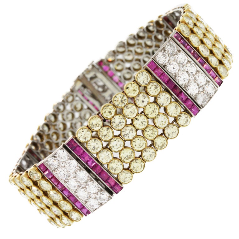 BLACK, STARR and FROST Rare Art Deco Colored Diamond Ruby Diamond