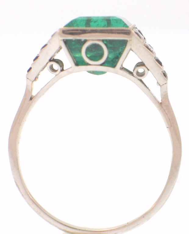 Art Deco Emerald Diamond Onyx Ring