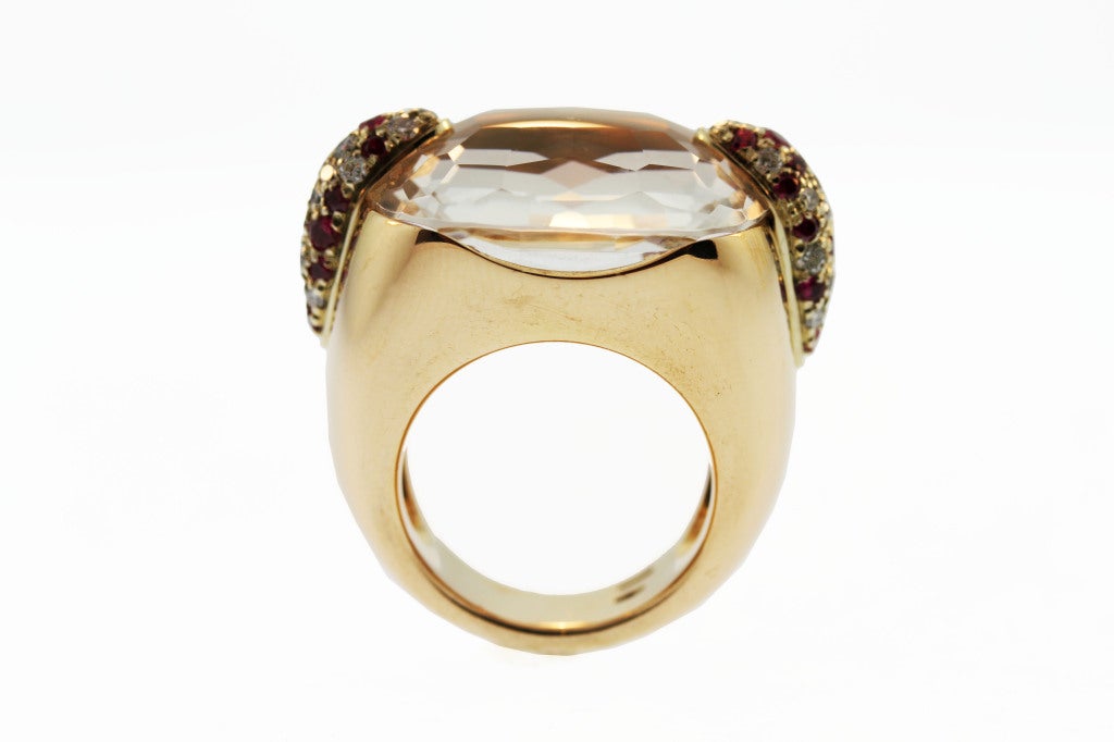 Women's POMELLATO Gold, Rock Crystal, Ruby and Diamond Ring