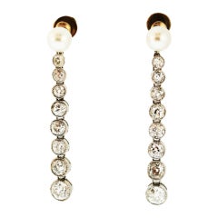 Edwardian Pearl and Diamond Pendant-Earrings Edwardian Pearl and Diamond Pendant-Earrings