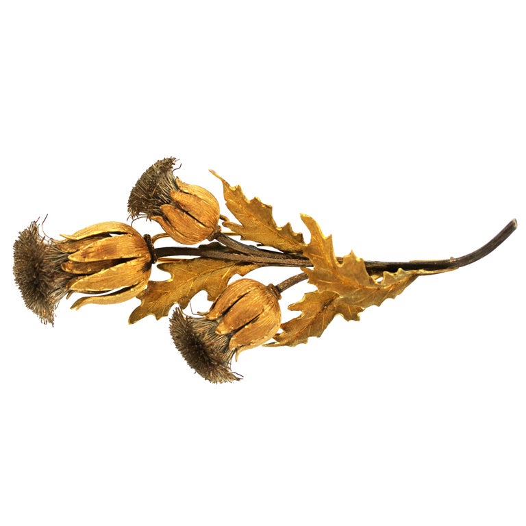 BUCCELLATI 18 Karat Gold and Silver Thistle Brooch
