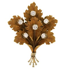 BUCCELLATI  Gold and Diamond Leaf Brooch